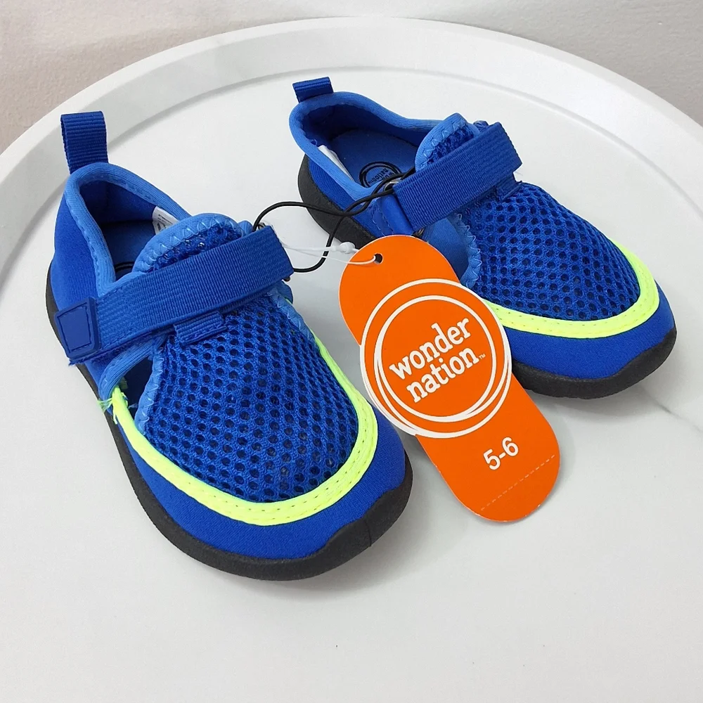 Wonder Nation Kids Boys Blue Water Shoes, Size 5-6, New With Tag